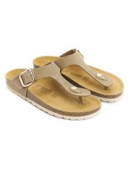 Mandel Skórzane japonki "Blanca" w kolorze szarobrązowym rozmiar: 41. Brązowe klapki damskie Mandel, bez wzorów, z nubiku, bez obcasa, bez zapięcia. Za 152.99 zł.