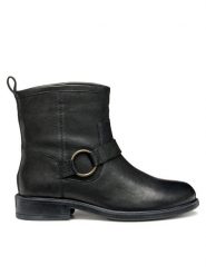 Geox Botki D Catria D56LQB 00081 C9999 Czarny. Czarne botki damskie Geox, ze skóry, bez obcasa, na płaskiej podeszwie, bez zapięcia. Za 479.99 zł.