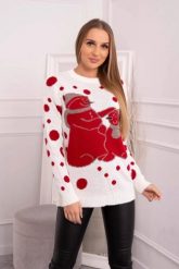 Sweter świąteczny z bałwankami ecru. Swetry klasyczne damskie KESI, l, z wełny, bez kołnierzyka, plus size. Za 125.45 zł.