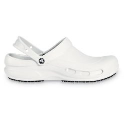 Japonki Crocs Bistro, Dla obu płci. Białe klapki damskie Crocs, bez wzorów, z materiału, bez obcasa, bez zapięcia. Za 139.00 zł.