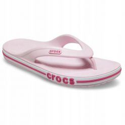 Japonki Dla Dorosłych Crocs Bayaband Flip. Białe klapki damskie Crocs, bez wzorów, z materiału, bez obcasa, bez zapięcia. Za 119.99 zł.
