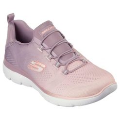 Damskie SUMMITS BRIGHT CHARMER Sneakersy Jasny fiolet. Fioletowe obuwie sportowe damskie Skechers, z materiału, bez zapięcia. Za 381.00 zł.