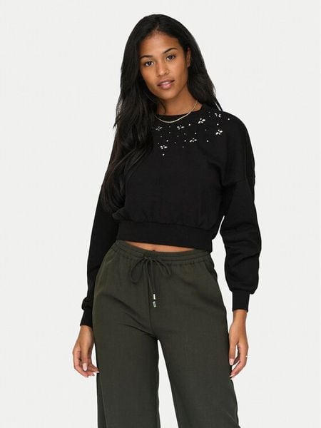 ONLY Bluza Suzi 15331166 Czarny Regular Fit. Czarne bluzy damskie Only, xl, bez wzorów, z bawełny, bez kaptura. Za 109.99 zł.