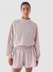 4F Kurtka treningowa damska 4F x Anna Lewandowska - beżowa L. Brązowe kurtki sportowe damskie 4F, l, bez wzorów, z dzianiny, z kapturem. W wyprzedaży za 149.99 zł.