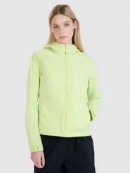 4F Kurtka softshell wiatroodporna membrana 5000 damska - zielona XS. Zielone kurtki damskie 4F, na zimę, m, bez wzorów, z dzianiny, z kapturem. W wyprzedaży za 159.99 zł.
