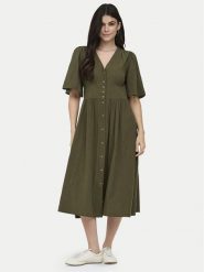 ONLY Sukienka codzienna Tizana 15373535 Zielony Regular Fit. Zielone sukienki damskie Only, bez wzorów, z bawełny, bez ramiączek. Za 199.99 zł.