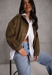 Ciemnobeżowa Kurtka Bomber Jacket Ozdobiona Guzikami Quilimi. Brązowe kurtki damskie Renee, l, bez wzorów, bez kaptura. Za 189.99 zł.