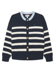 Tommy Hilfiger Kardigan Nautical Stripes KG0KG09696 Biały Regular Fit. Białe swetry dziewczęce Tommy Hilfiger, bez wzorów, z bawełny, bez kołnierzyka, bez ramiączek. Za 369.99 zł.