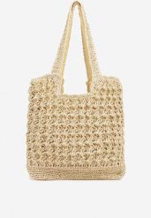 Beżowa Torebka Shopperka z Plecionki Galtera. Brązowe shopper bag Renee, z jeansu, bez dodatków. Za 89.99 zł.