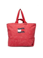 Tommy Jeans Torebka Tjw Wave Flag Med Tote AW0AW18466 Koralowy. Pomarańczowe shopper bag Tommy Jeans, bez wzorów, z jeansu, bez dodatków. Za 409.99 zł.