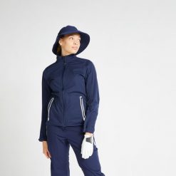 Kurtka do golfa damska Inesis RW500 wodoodporna. Niebieskie kurtki damskie INESIS, xl, bez wzorów, z materiału, bez kaptura. Za 359.99 zł.