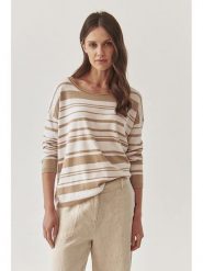 TATUUM Sweter w kolorze biało-karmelowym rozmiar: S. Białe swetry klasyczne damskie TATUUM, s, z bawełny, bez kołnierzyka. Za 126.45 zł.