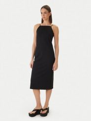 Calvin Klein Jeans Sukienka codzienna LV044F208G Czarny Slim Fit. Czarne sukienki damskie Calvin Klein Jeans, bez wzorów, z jeansu, bez ramiączek. Za 409.99 zł.