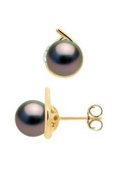 Mitzuko Złote kolczyki-wkrętki z diamentami i perłami rozmiar: onesize. Żółte kolczyki damskie Mitzuko, z diamentem, złote. Za 1,796.99 zł.