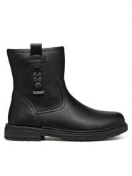 Geox Kozaki Jr Eclair J469QI 0009F C9999 S Czarny. Czarne kozaki dziewczęce Geox, bez wzorów, ze skóry, bez obcasa, bez zapięcia. Za 299.99 zł.