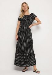 Czarna Sukienka z Bawełną w Kropki Ellisla. Czarne sukienki damskie Born2be, bez wzorów, z bawełny, eleganckie, bez ramiączek. Za 89.99 zł.
