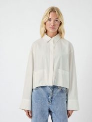 YAS Koszula w kolorze białym rozmiar: 42. Białe koszule damskie YAS, bez wzorów, z bawełny, bez kołnierzyka, bez ramiączek. Za 127.95 zł.