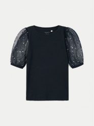 NAME IT Bluzka 13236047 Granatowy Slim Fit. Niebieskie bluzki i koszule dziewczęce Name it, bez wzorów, z bawełny, bez kołnierzyka, bez ramiączek. Za 49.99 zł.
