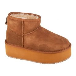 Buty Emu Australia Stinger Micro Flatform W13082-CHES brązowe. Brązowe śniegowce damskie z gumy. Za 731.13 zł.