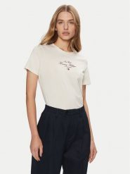 Tommy Hilfiger T-Shirt WW0WW43895 Écru Regular Fit. T-shirty damskie Tommy Hilfiger, l, bez wzorów, z bawełny, bez kołnierzyka. Za 149.99 zł.