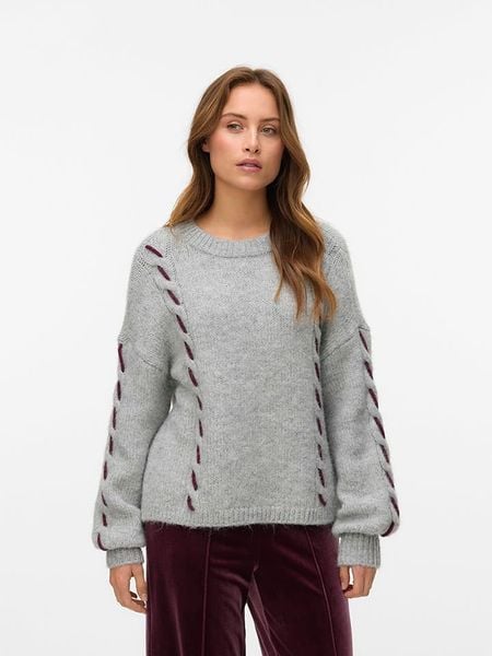 Vero Moda Sweter w kolorze szarym rozmiar: XL. Szare swetry klasyczne damskie Vero Moda, xl, z wełny, bez kołnierzyka. Za 165.99 zł.