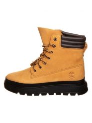 Timberland Skórzane botki "Ray City" w kolorze jasnobrązowym rozmiar: 37,5. Brązowe botki damskie Timberland, z materiału, bez obcasa, bez zapięcia. Za 340.18 zł.