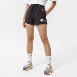 SPODENKI DAMSKIE SPORTOWE CHAMPION-SZORTY SHORTS KRÓTKIE KOLOR CZARNY. Czarne spodenki sportowe damskie Champion, na lato, l, bez wzorów, z bawełny, do biegania. Za 65.88 zł.
