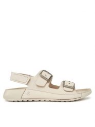 ECCO Sandały Cozmo 20690302378 Écru. Białe sandały damskie ECCO, bez wzorów, ze skóry, bez obcasa, na płaskiej podeszwie, bez zapięcia. Za 529.99 zł.