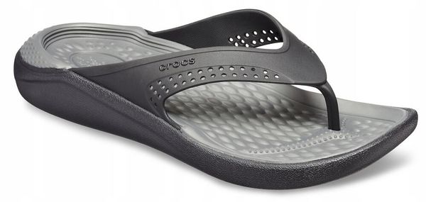 Japonki Dla Dorosłych Crocs Literide Flip. Czarne klapki damskie Crocs, bez wzorów, z materiału, bez obcasa, bez zapięcia. Za 139.99 zł.