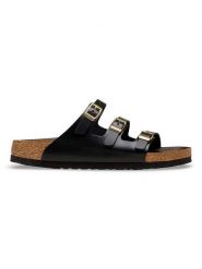 Birkenstock Klapki "Florida" w kolorze czarnym rozmiar: 37. Czarne klapki damskie Birkenstock, bez wzorów, z otwartym noskiem, bez obcasa, bez zapięcia. Za 505.13 zł.