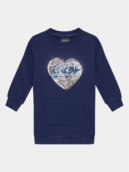 Guess Sukienka codzienna K3BK26 KAD73 Granatowy Regular Fit. Niebieskie sukienki dziewczęce Guess, z aplikacjami, z bawełny, bez ramiączek, proste. Za 109.99 zł.