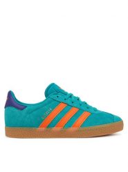 Adidas Sneakersy Gazelle JR5943 Turkusowy. Niebieskie buty sportowe dziewczęce Adidas, ze skóry, bez zapięcia. Za 219.99 zł.