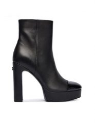 Guess Botki FLFRNT LEA10 Czarny. Czarne botki damskie Guess, ze skóry, bez obcasa, na słupku, bez zapięcia. Za 969.99 zł.
