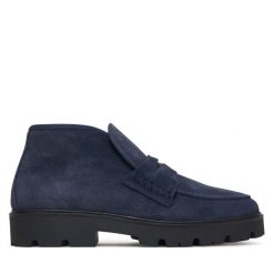 Botki Tommy Hilfiger. Niebieskie botki damskie Tommy Hilfiger, bez obcasa, na płaskiej podeszwie, bez zapięcia. Za 699.99 zł.