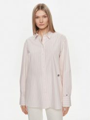 Tommy Hilfiger Koszula WW0WW41854 Różowy Relaxed Fit. Czerwone koszule damskie Tommy Hilfiger, bez wzorów, z bawełny, bez kołnierzyka, bez ramiączek. Za 309.99 zł.