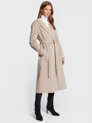 Calvin Klein Płaszcz wełniany Wrap K20K204951 Szary Regular Fit. Szare płaszcze damskie Calvin Klein, bez wzorów, z wełny, bez kaptura. Za 2,799.00 zł.