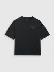 4F T-shirt oversize z nadrukiem damski - czarny XL. Czarne koszulki sportowe damskie 4F, uniwersalny, bez wzorów, z bawełny, bez ramiączek. W wyprzedaży za 39.99 zł.