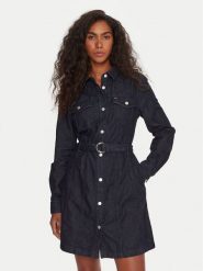 Tommy Jeans Sukienka jeansowa DW0DW21649 Granatowy Regular Fit. Niebieskie sukienki damskie Tommy Jeans, bez wzorów, z bawełny, bez ramiączek. Za 319.99 zł.