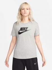 Nike Sportswear Koszulka w kolorze jasnoszarym rozmiar: M. Szare bluzki damskie Nike Sportswear, m, bez wzorów, z bawełny, bez kołnierzyka, bez ramiączek. Za 127.35 zł.