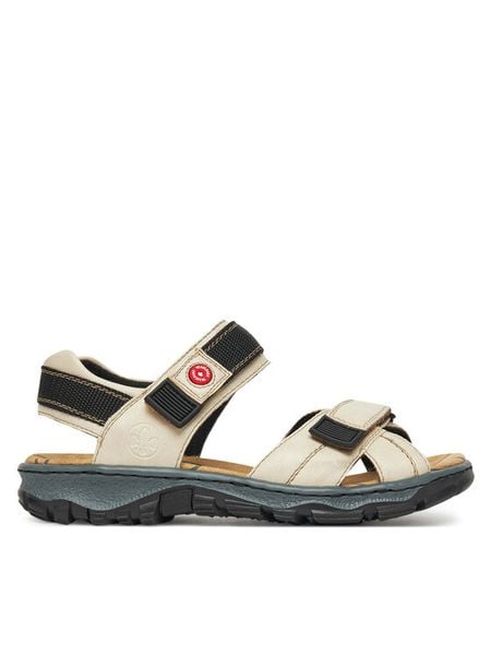 Rieker Sandały 68851-80 Beżowy. Brązowe sandały damskie Rieker, bez wzorów, z materiału, bez obcasa, na płaskiej podeszwie, bez zapięcia. Za 223.99 zł.