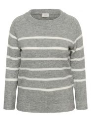 KAFFE curve Sweter "Erina" w kolorze szaro-białym rozmiar: M. Szare swetry klasyczne damskie KAFFE curve, m, bez kołnierzyka. Za 86.99 zł.