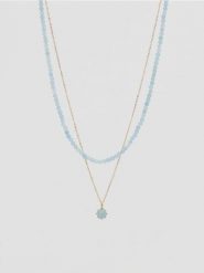 Naszyjnik z naturalnymi kamieniami - jasnoniebieski. Niebieskie naszyjniki damskie Reserved. Za 59.99 zł.