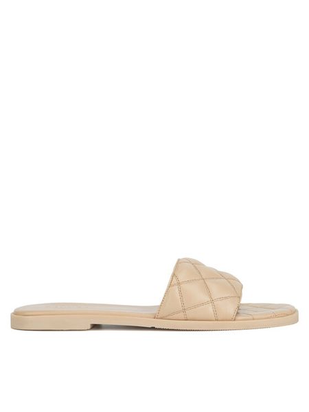 Badura Klapki HAPPY-08W3-086 Beżowy. Brązowe klapki damskie Badura, bez wzorów, ze skóry, bez obcasa, bez zapięcia. Za 125.99 zł.