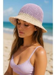 Lucky Bees Kapelusz przeciwsłoneczny w kolorze fioletowo-kremowym rozmiar: onesize. Różowe kapelusze damskie Lucky Bees, bez wzorów, z materiału. Za 73.99 zł.