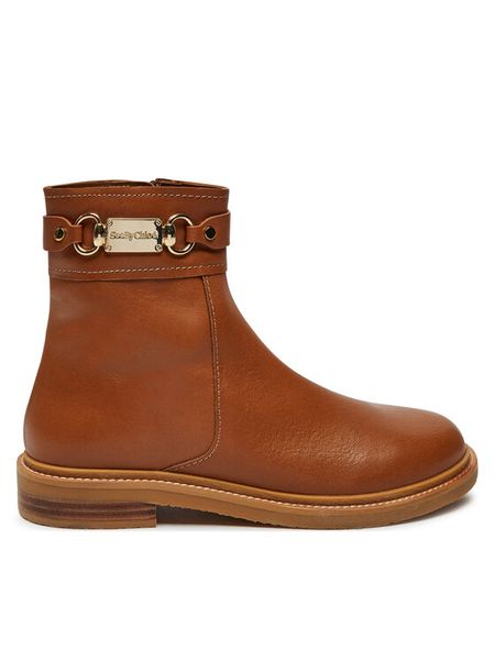 See By Chloé Botki Signature SB43034A Brązowy. Brązowe botki damskie See By Chloé, ze skóry, bez obcasa, na płaskiej podeszwie, bez zapięcia. Za 1,999.00 zł.