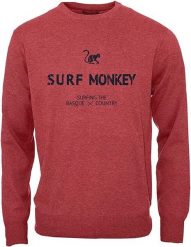 Bluza z okrągłym dekoltem z bawełny organicznej / dla dorosłych (czerwona). Czerwone bluzy damskie SURF MONKEY, l, bez wzorów, z bawełny, bez kaptura. Za 309.95 zł.