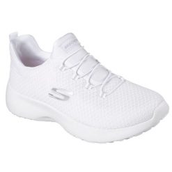 Buty do chodzenia damskie Skechers Dynamight. Białe obuwie sportowe casual damskie Skechers, z materiału, bez zapięcia. Za 361.00 zł.