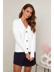 Soft Cashmere Kardigan w kolorze białym rozmiar: 34/36. Białe kardigany damskie Soft Cashmere, bez wzorów, ze splotem. Za 127.35 zł.