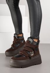 Brązowe Botki Vices w Stylu Sneakersów na Platformie Afirriva. Brązowe obuwie sportowe damskie Born2be, z jeansu, bez zapięcia. Za 139.99 zł.