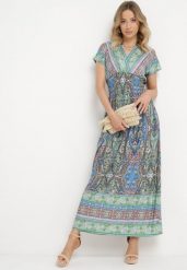 Jasnozielona Maxi Sukienka Wiskozowa o Kopertowym Fasonie we Wzór Paisley Aricsa. Zielone sukienki damskie Born2be, bez wzorów, z jeansu, klasyczne, bez ramiączek. Za 69.99 zł.